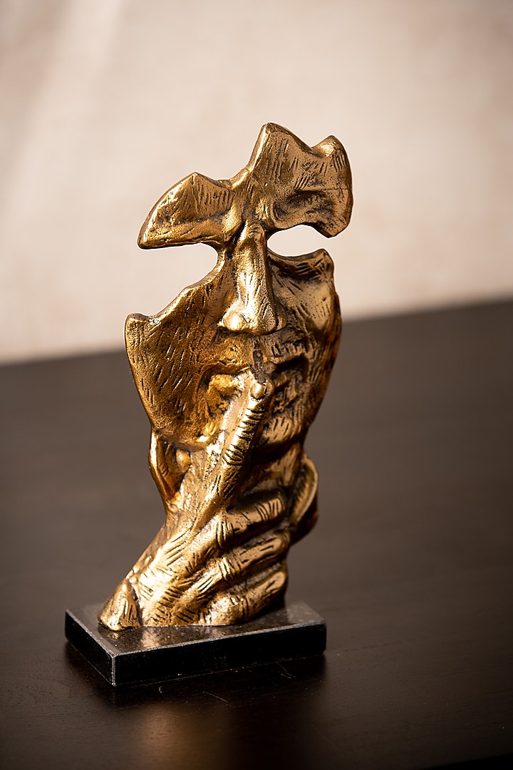 Golden Metal & Marble Handcrafted Face Sculpture by SG Home at Pernia's Pop Up Shop