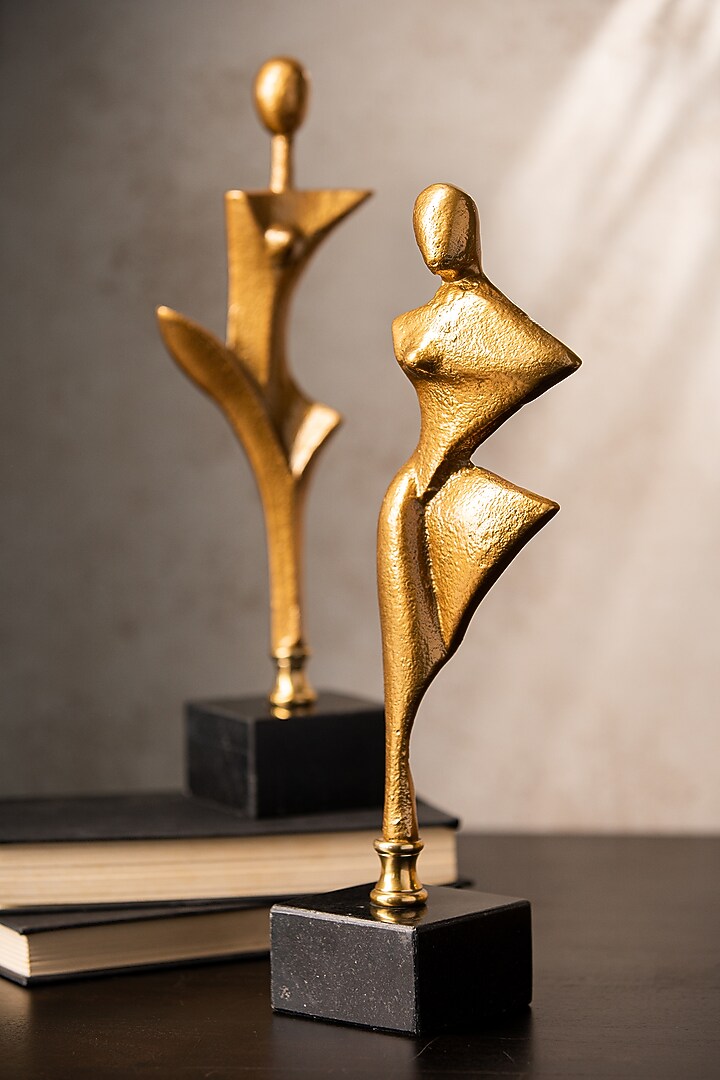 Golden Metal & Marble Handcrafted Dancing Sculpture by SG Home at Pernia's Pop Up Shop