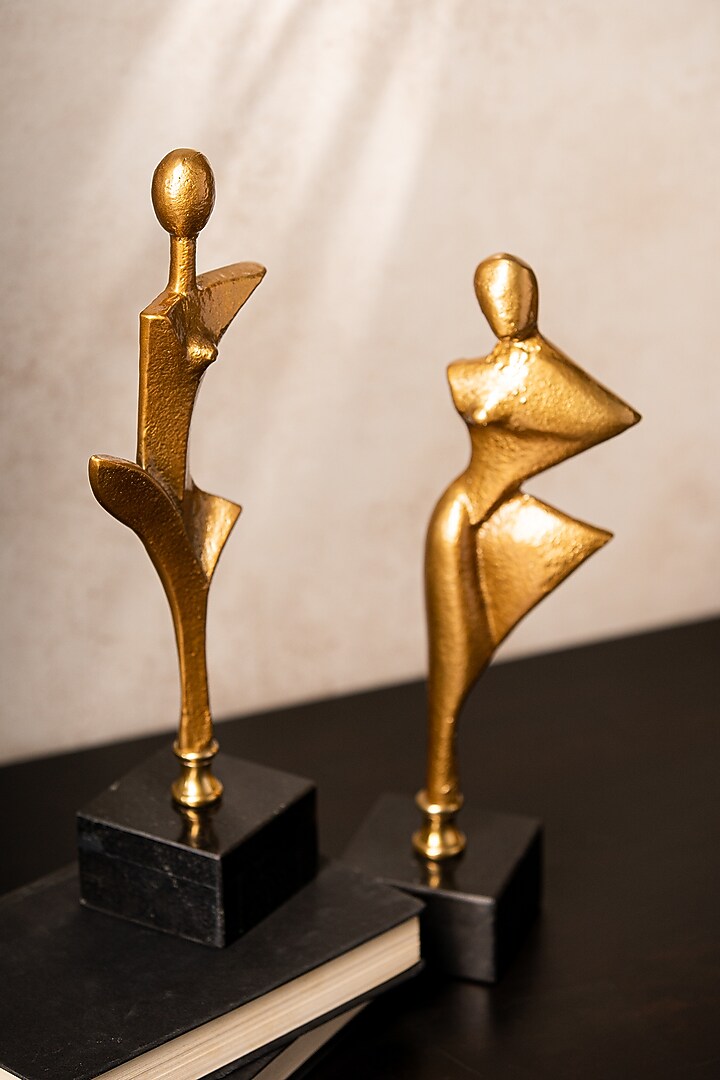 Golden Metal & Marble Handcrafted Dancing Sculpture by SG Home at Pernia's Pop Up Shop