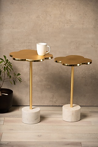 Golden & White Blossom Drink Table by SG Home