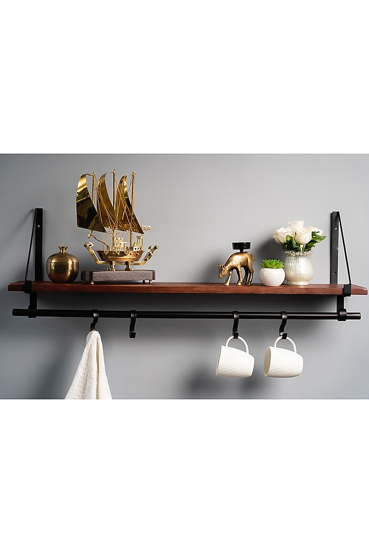 Brown & Black Floating Shelf with Loops by SG Home at Pernia's Pop Up Shop