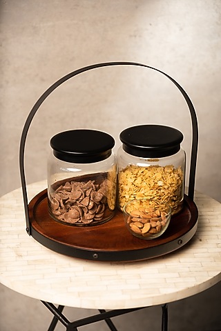 Brown & Black Cafe Server with Jars & Bowl by SG Home