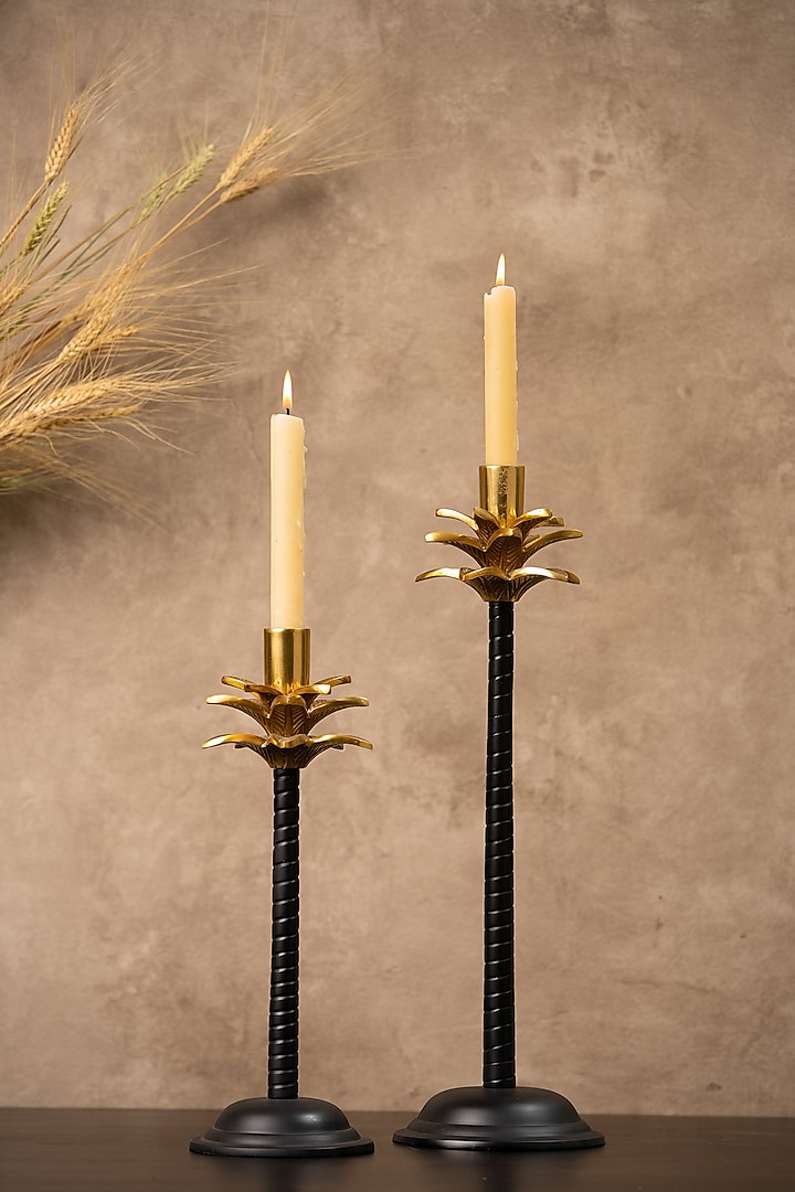 Golden & Black Pineapple Candle Holder (Set of 2) by SG Home