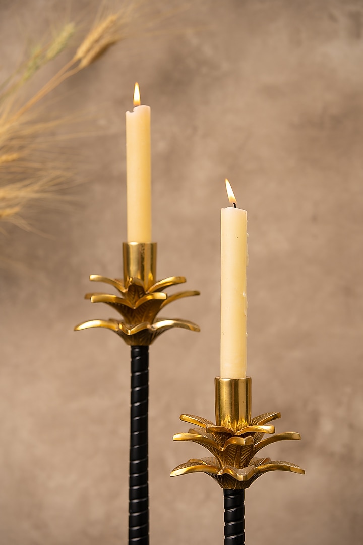 Golden & Black Pineapple Candle Holder (Set of 2) by SG Home at Pernia's Pop Up Shop