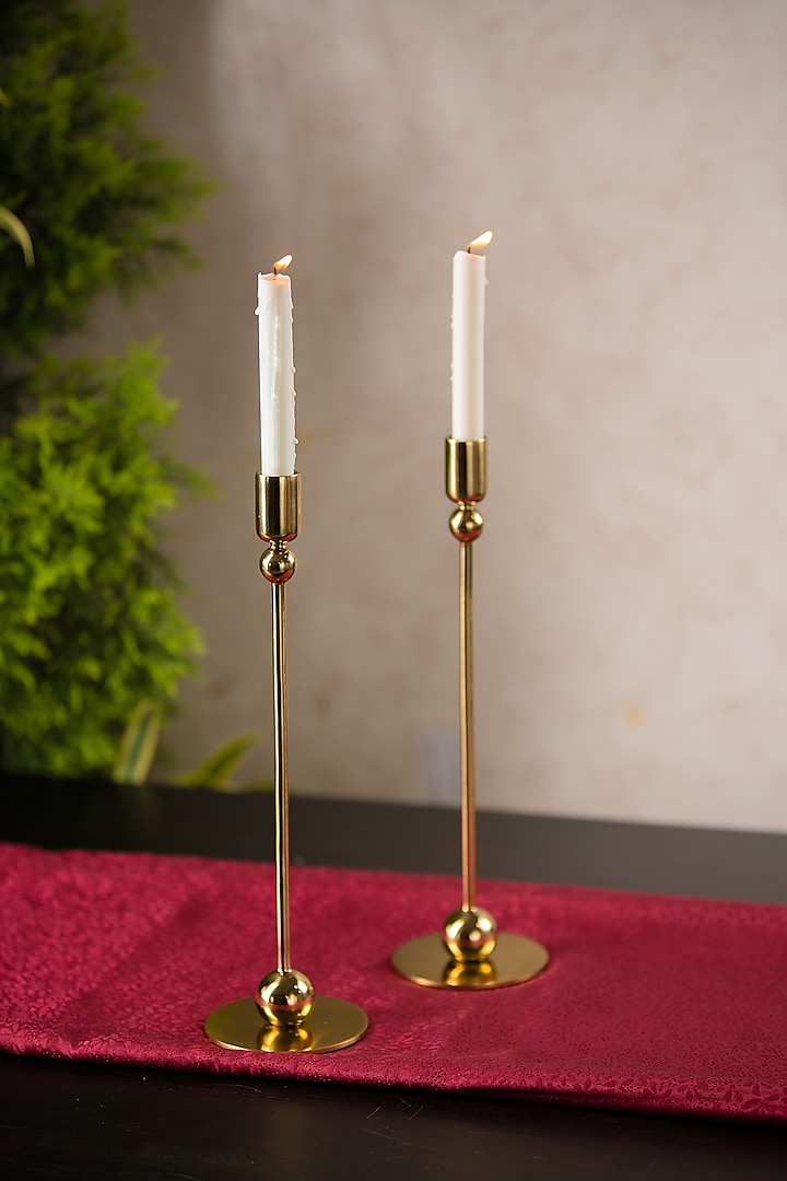 Golden Contemporary Candle Holder (Set of 2) by SG Home