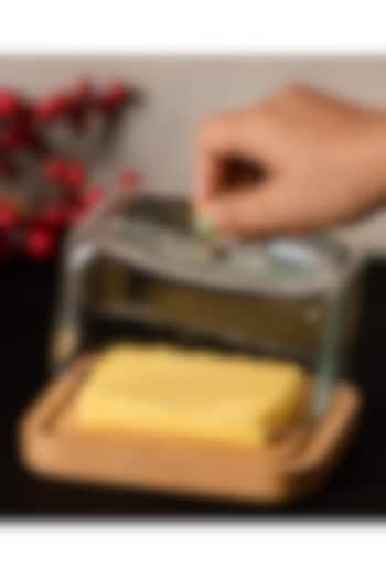 Wooden Butter Dish With Glass Cloche by SG Home at Pernia's Pop Up Shop