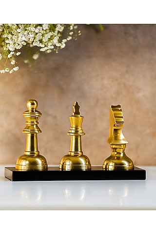 Golden Marble & Metal Chess Decor Accent by SG Home