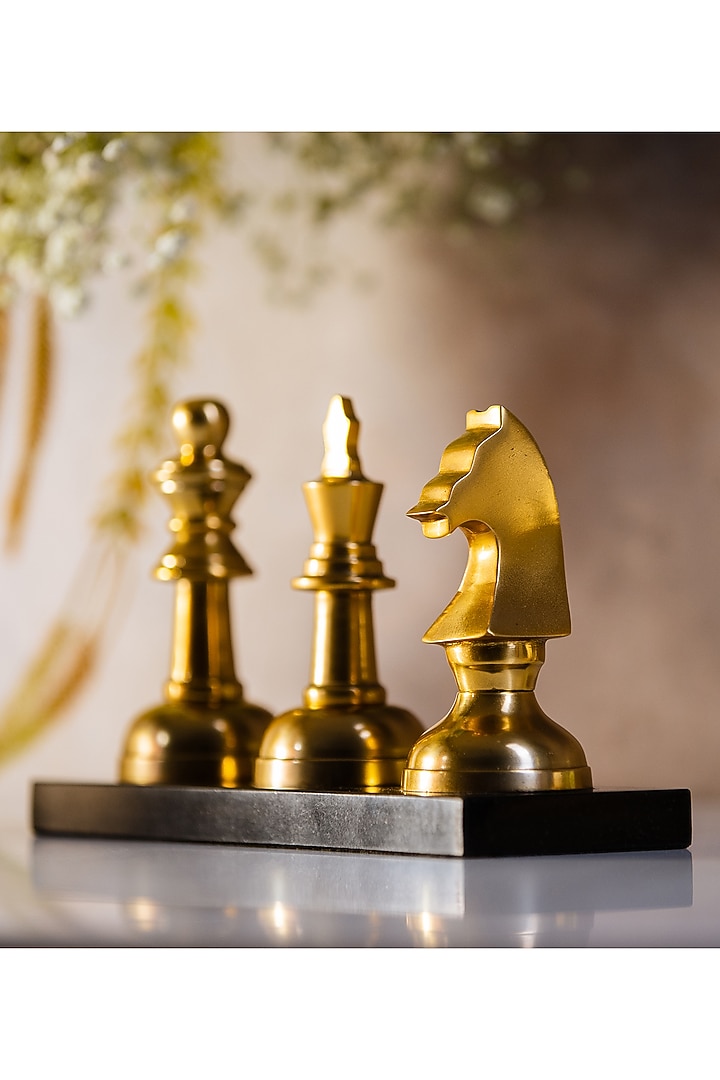 Golden Marble & Metal Chess Decor Accent by SG Home at Pernia's Pop Up Shop