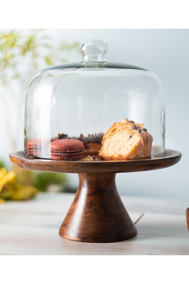 Brown Wood & Glass Cake Stand by SG Home at Pernia's Pop Up Shop
