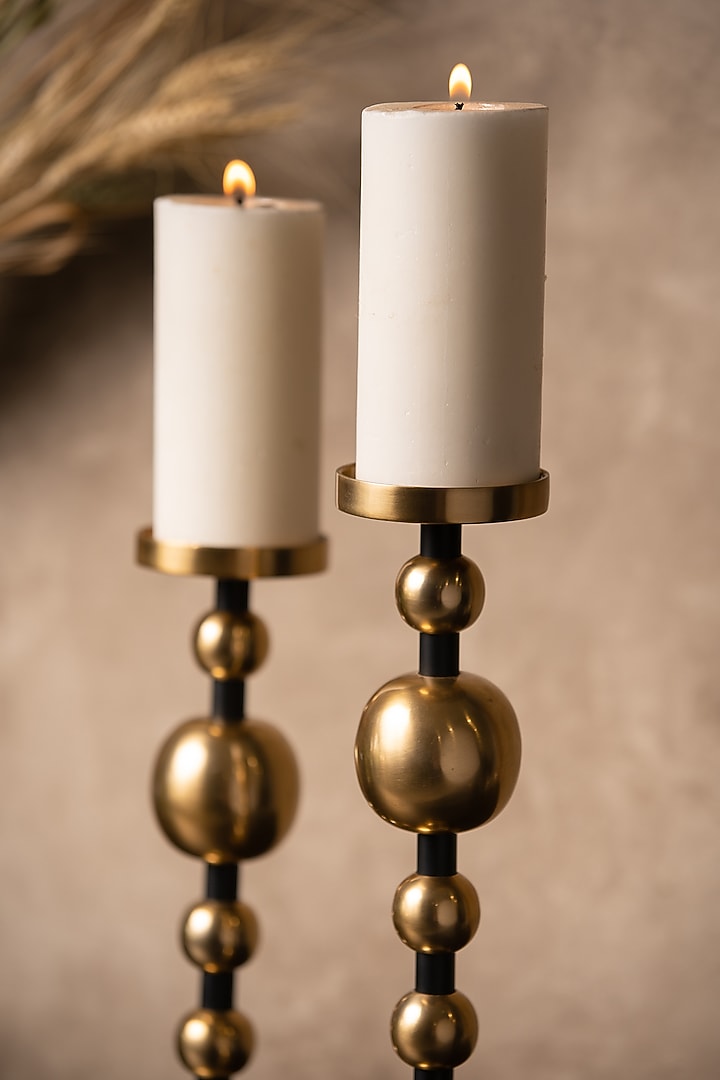 Golden Metal High-Baller Candle Holder (Set of 2) by SG Home at Pernia's Pop Up Shop