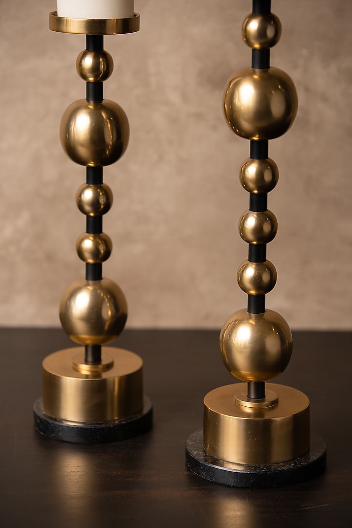 Golden Metal High-Baller Candle Holder (Set of 2) by SG Home at Pernia's Pop Up Shop