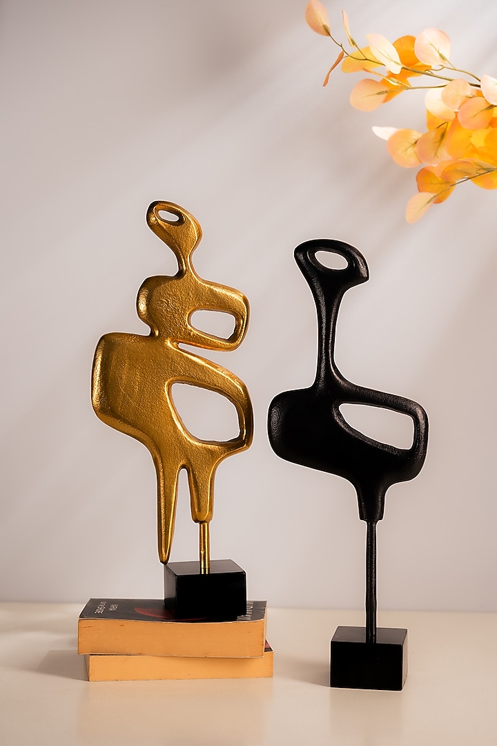 Golden & Black Metal Marble Sculpture Set by SG Home at Pernia's Pop Up Shop
