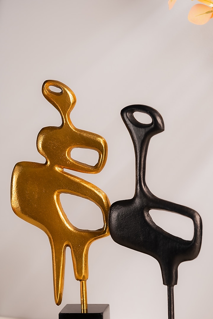 Golden & Black Metal Marble Sculpture Set by SG Home at Pernia's Pop Up Shop