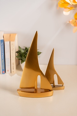 Golden Metal SailBoats Sculpture Set by SG Home