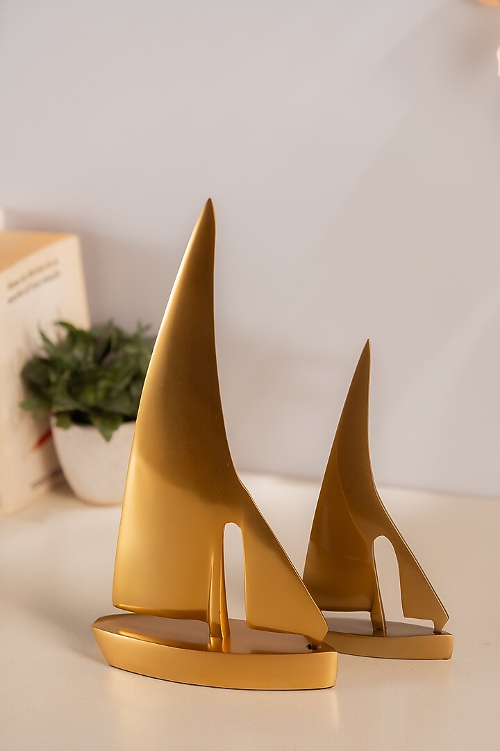 Golden Metal SailBoats Sculpture Set by SG Home at Pernia's Pop Up Shop