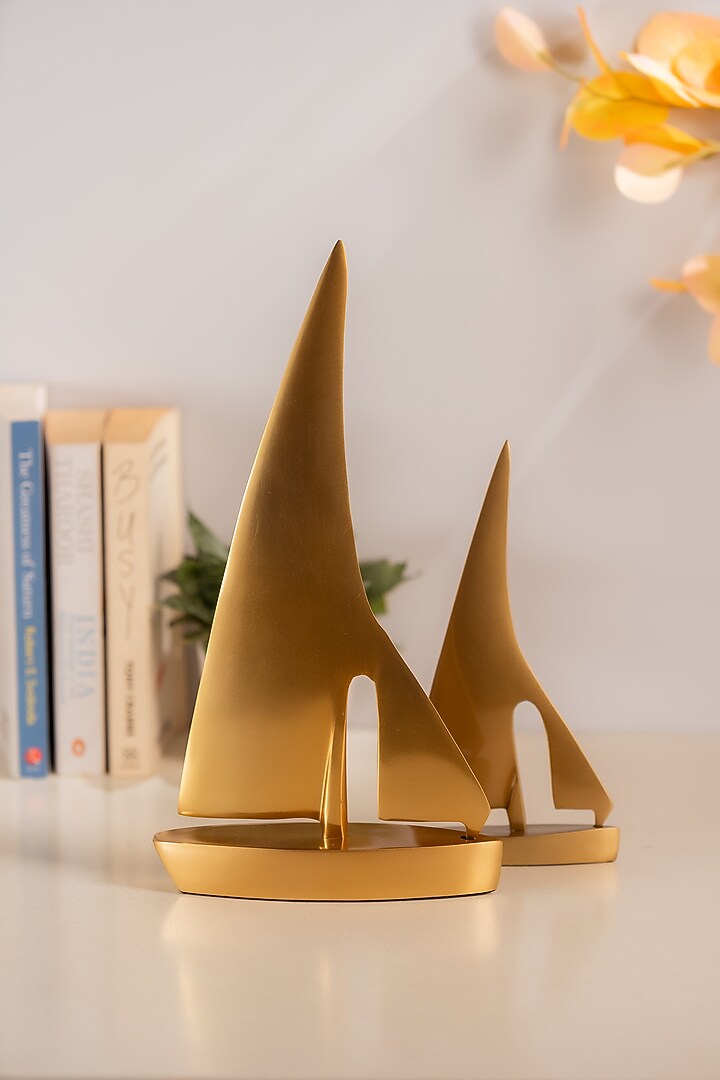 Golden Metal SailBoats Sculpture Set by SG Home at Pernia's Pop Up Shop