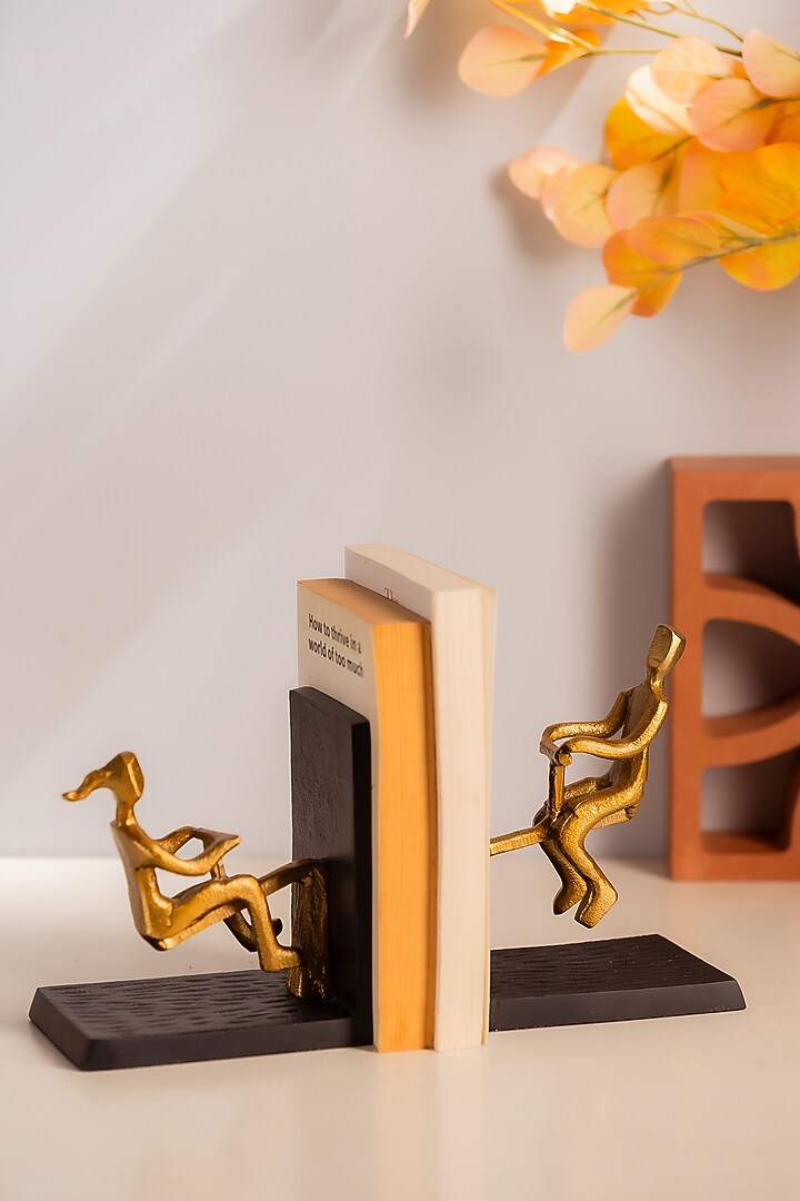 Golden & Black Metal Seesaw Rustic Bookend Set by SG Home at Pernia's Pop Up Shop