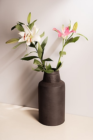 Black Metal Raw Village Vase by SG Home