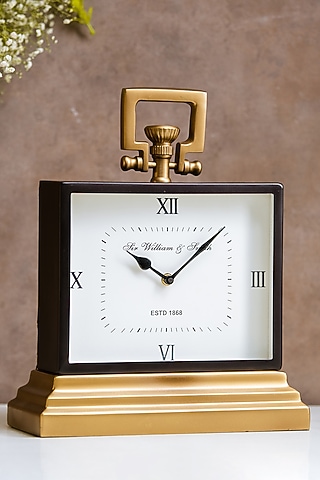Golden Glass & Metal Statement Table Clock by SG Home