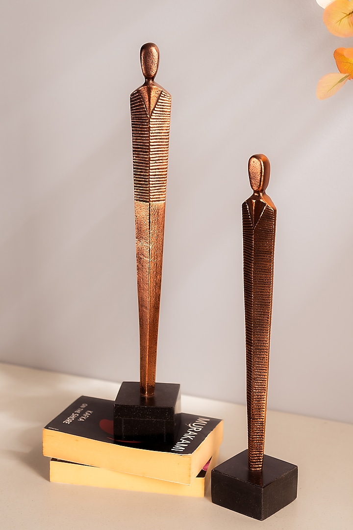 Rose Gold Metal & Marble Abstract Attic Accent Sculptures Set by SG Home at Pernia's Pop Up Shop