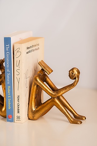 Golden Metal Raw Abstract Focus Bookend by SG Home