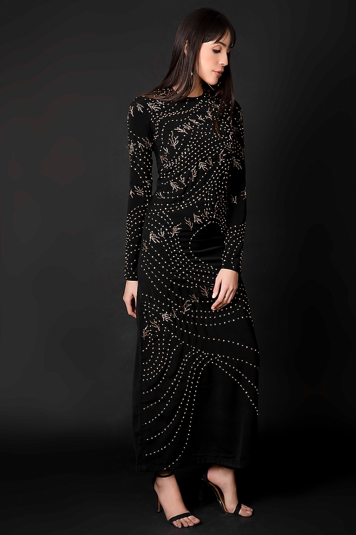 Black Embroidered Maxi Dress by Shagufta Rahim