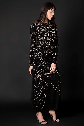 Black Embroidered Maxi Dress by Shagufta Rahim
