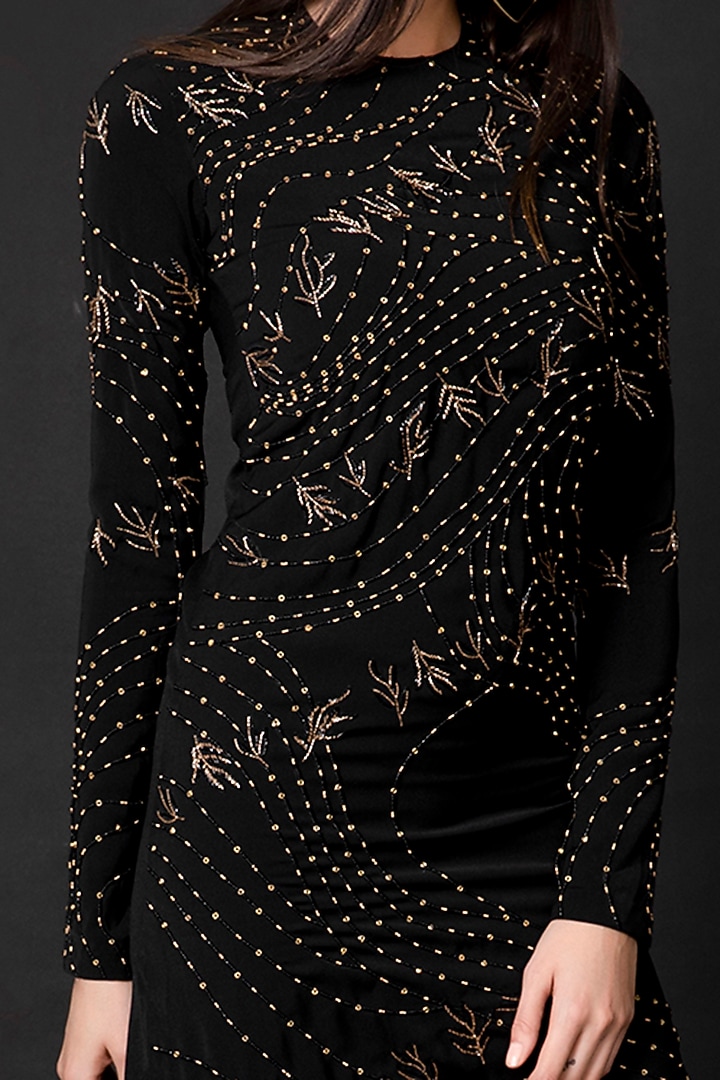 Black Embroidered Maxi Vacation Dress by Shagufta Rahim at Pernia's Pop Up Shop