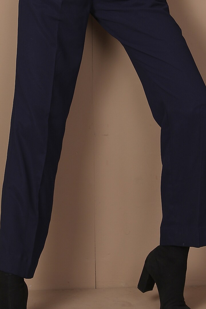 Dark Navy Blue Hand Embroidered Jacket Set by Shagufta Rahim at Pernia's Pop Up Shop