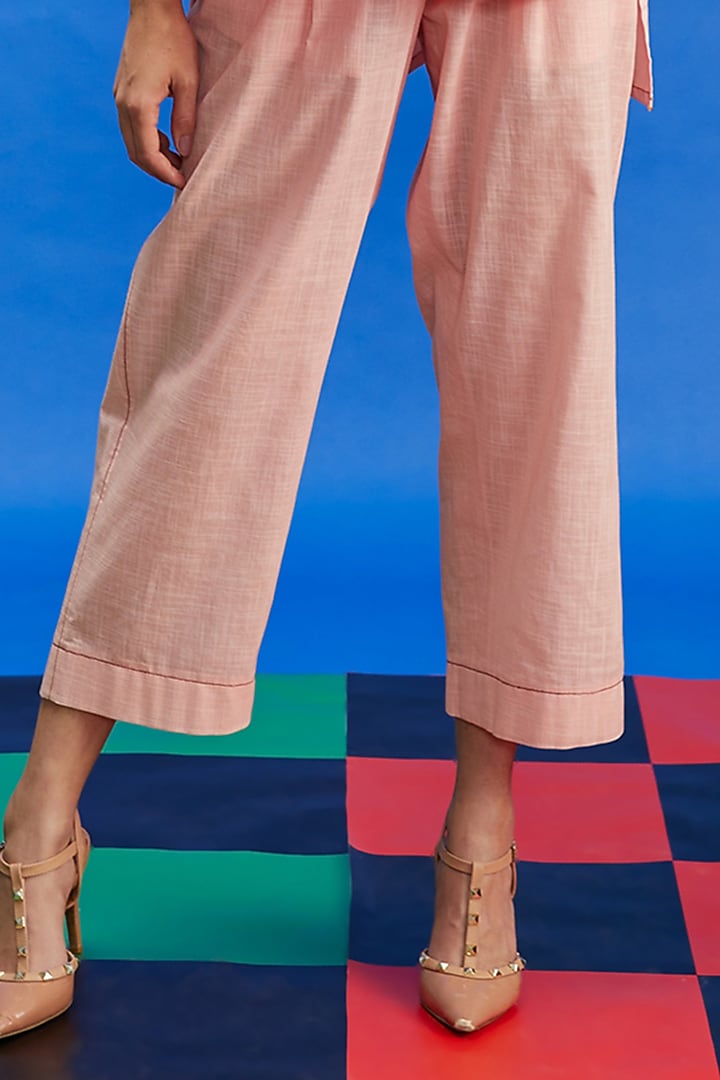 Pink Crushed Fabric & Cotton Satin Resham Embroidered Co-Ord Set by Shilpi Gupta Surkhab at Pernia's Pop Up Shop