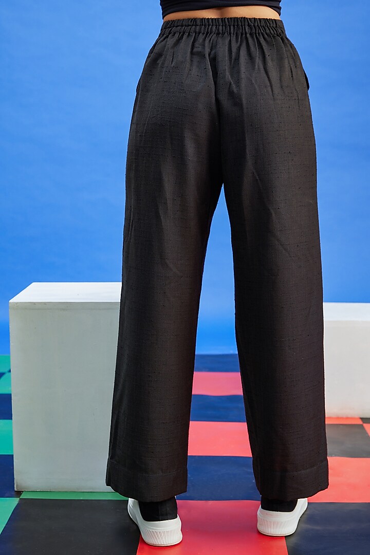 Black Cotton Linen Trousers by Shilpi Gupta Surkhab at Pernia's Pop Up Shop