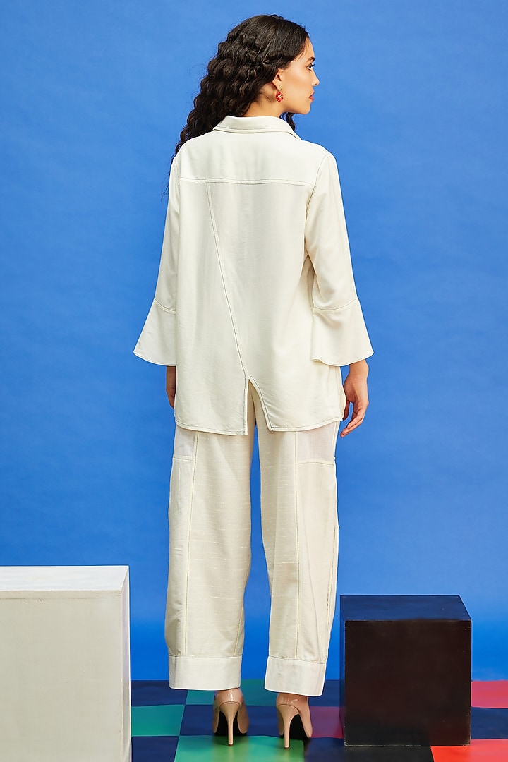 Ivory Katan Resham Embroidered Shirt by Shilpi Gupta Surkhab at Pernia's Pop Up Shop