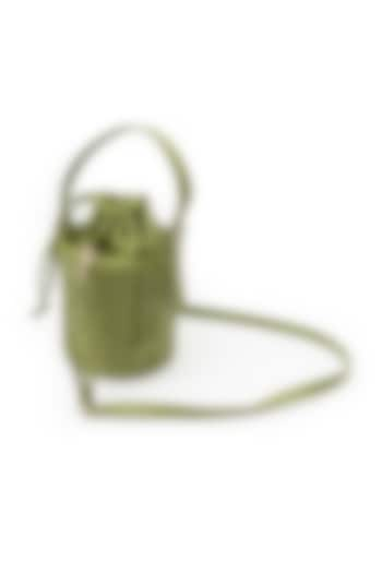 Green Leather Bucket Bag by SG BY SONIA GULRAJANI at Pernia's Pop Up Shop