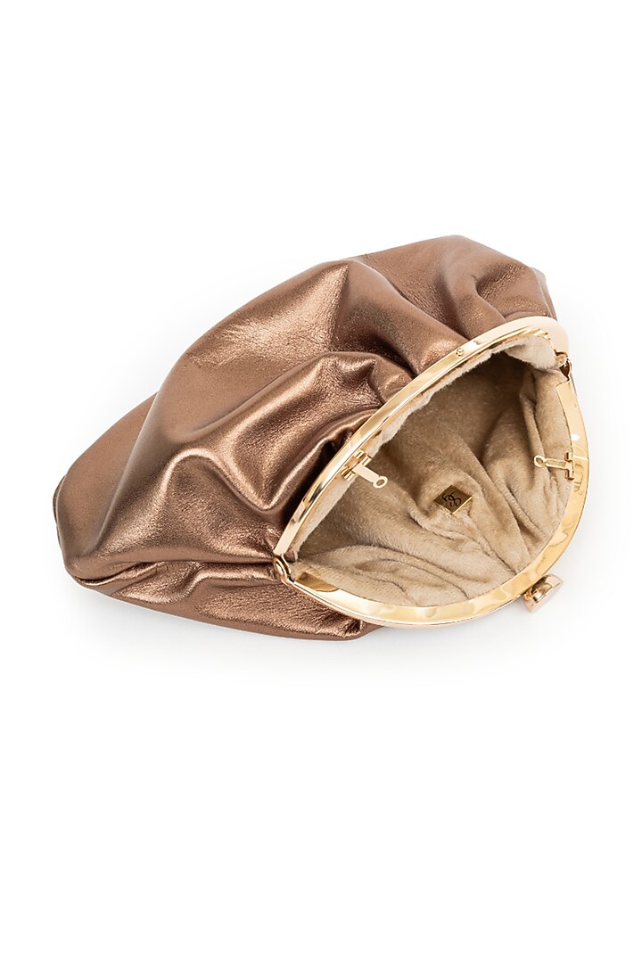 Bronze Leather Metallic Clutch by SG BY SONIA GULRAJANI at Pernia's Pop Up Shop
