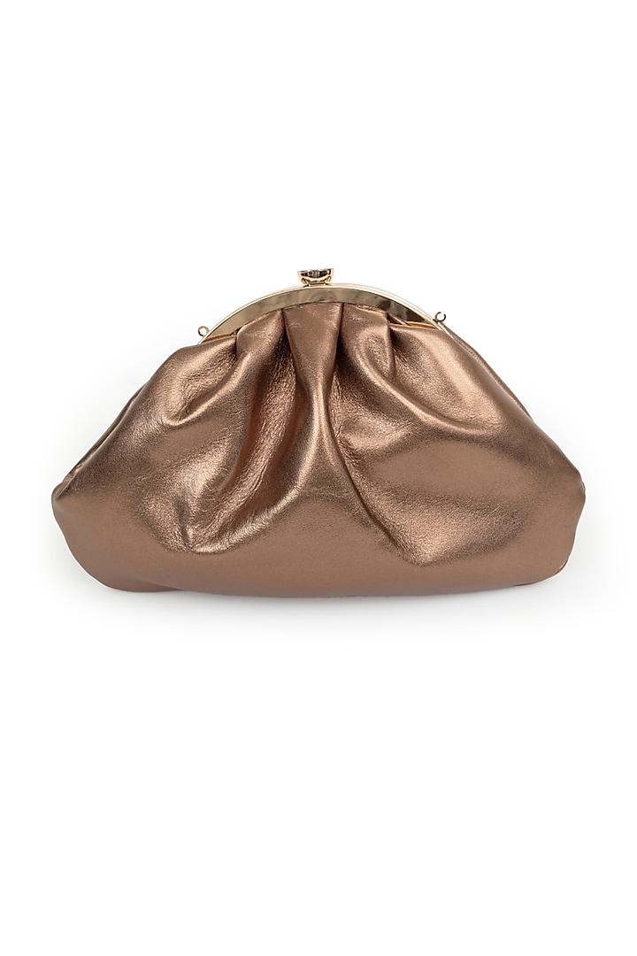 Bronze Leather Metallic Clutch by SG BY SONIA GULRAJANI at Pernia's Pop Up Shop