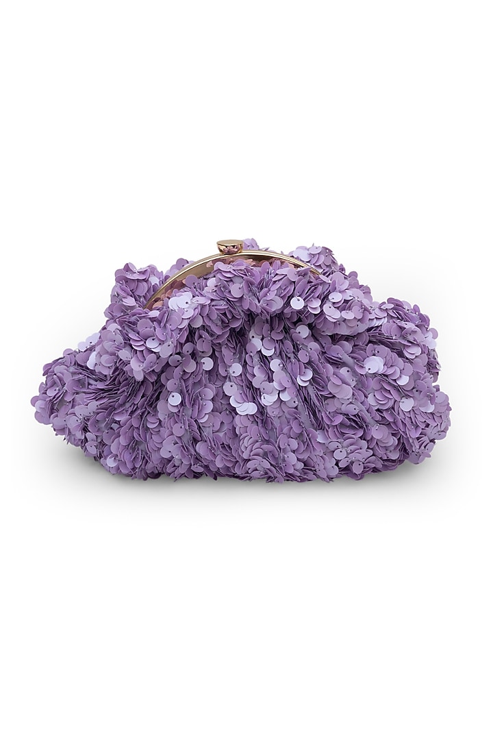 Lilac Suede Crystal Embellished Pouchette Bag by SG BY SONIA GULRAJANI at Pernia's Pop Up Shop