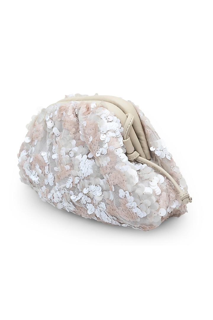 Ivory Suede Sequins Embroidered Sling Bag by SG BY SONIA GULRAJANI at Pernia's Pop Up Shop