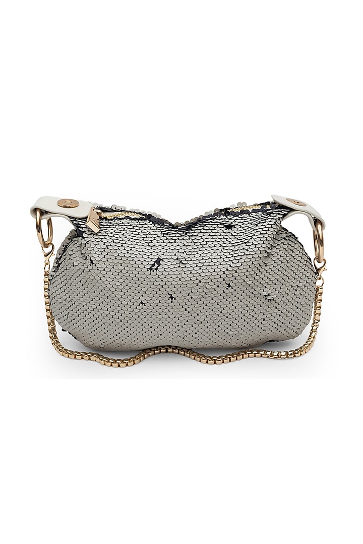 Black Sheer Net Sequins Embroidered Reversible Sling Bag by SG BY SONIA GULRAJANI at Pernia's Pop Up Shop