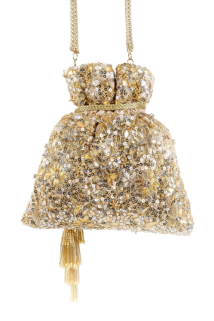 Gold & Silver Embellished Handcrafted Potli by SG BY SONIA GULRAJANI at Pernia's Pop Up Shop
