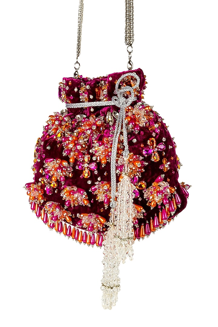 Pink Embellished Handcrafted Potli by SG BY SONIA GULRAJANI at Pernia's Pop Up Shop