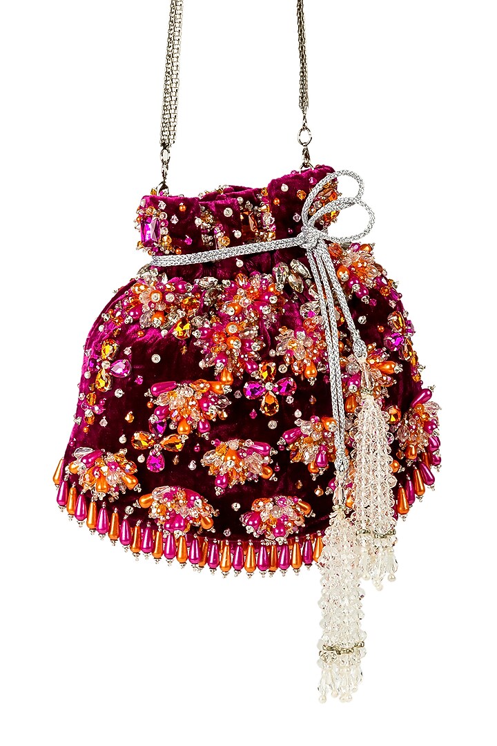 Pink Embellished Handcrafted Potli by SG BY SONIA GULRAJANI at Pernia's Pop Up Shop