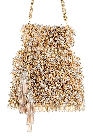 Golden & Silver Embellished Handcrafted Potli by SG BY SONIA GULRAJANI