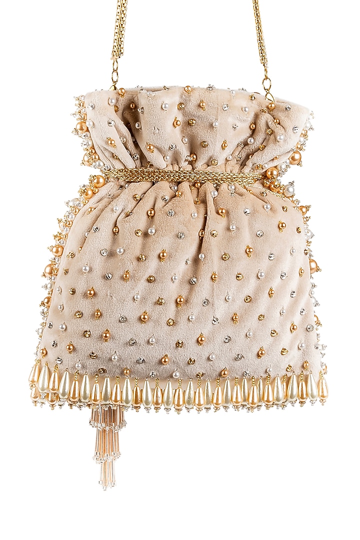 Golden & Silver Embellished Handcrafted Potli by SG BY SONIA GULRAJANI at Pernia's Pop Up Shop