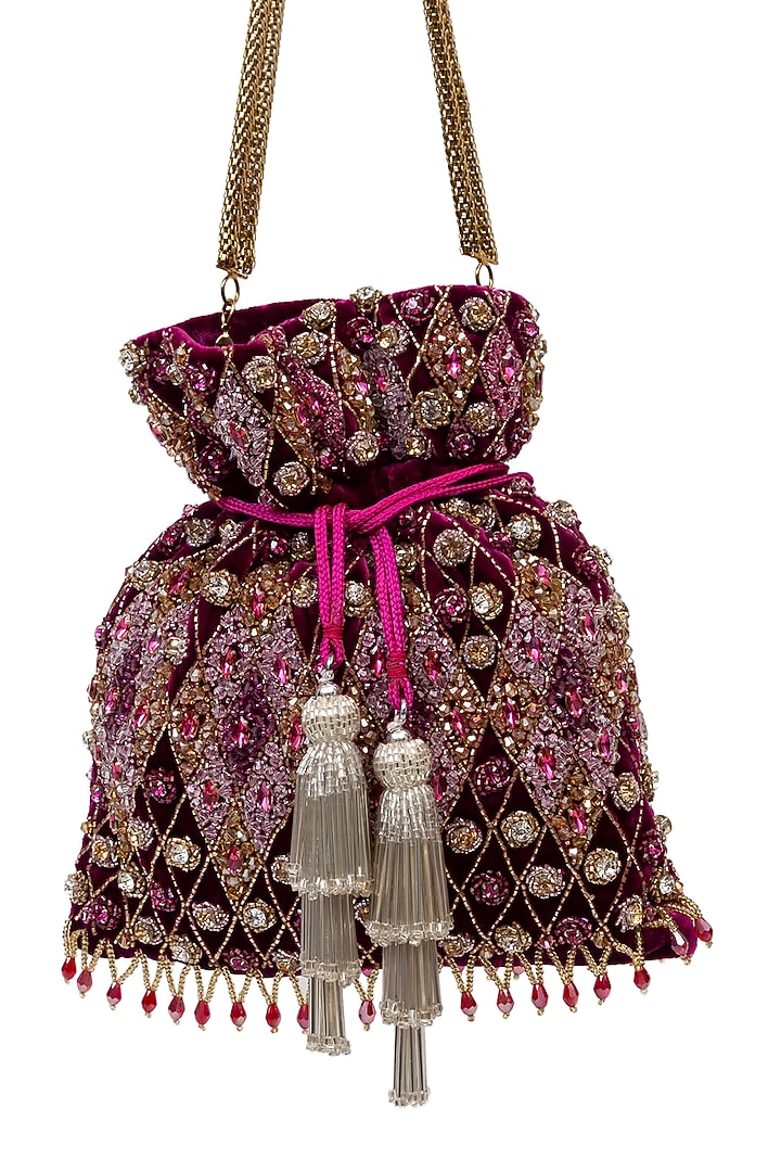 Pink Sequins Embellished Handcrafted Potli by SG BY SONIA GULRAJANI at Pernia's Pop Up Shop