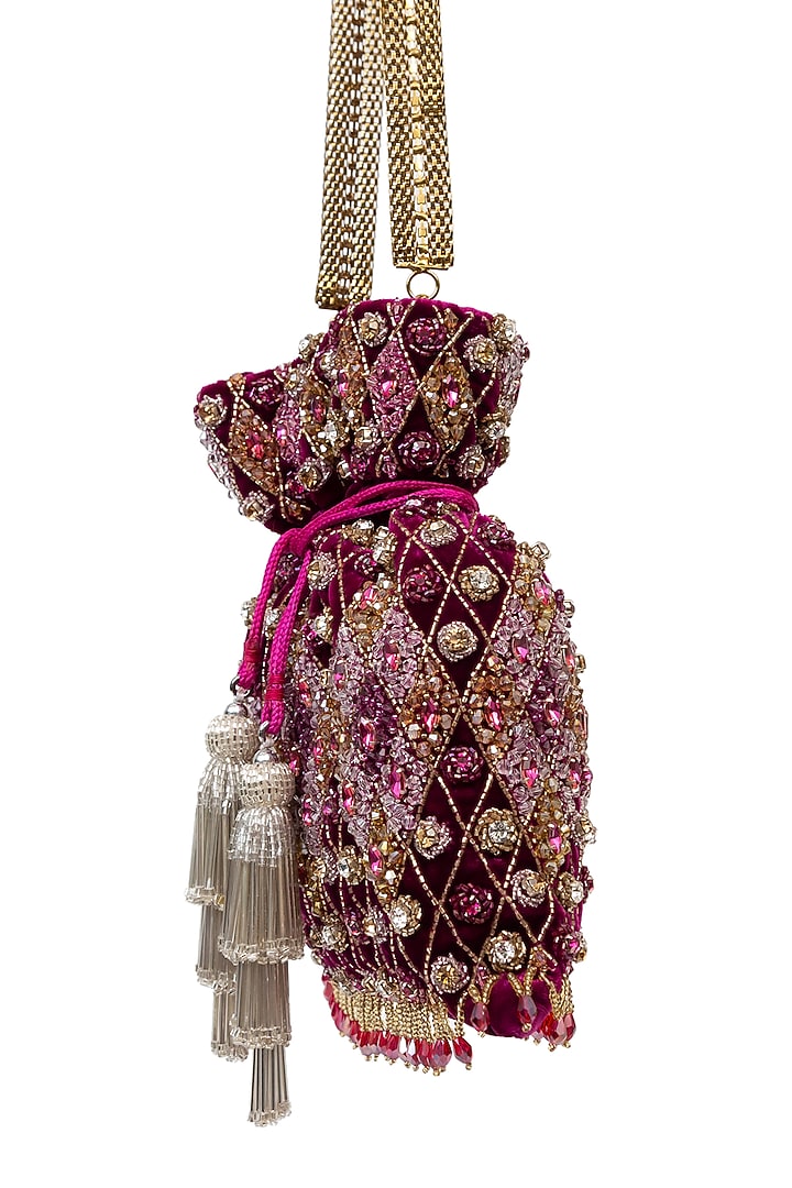Pink Sequins Embellished Handcrafted Potli by SG BY SONIA GULRAJANI at Pernia's Pop Up Shop