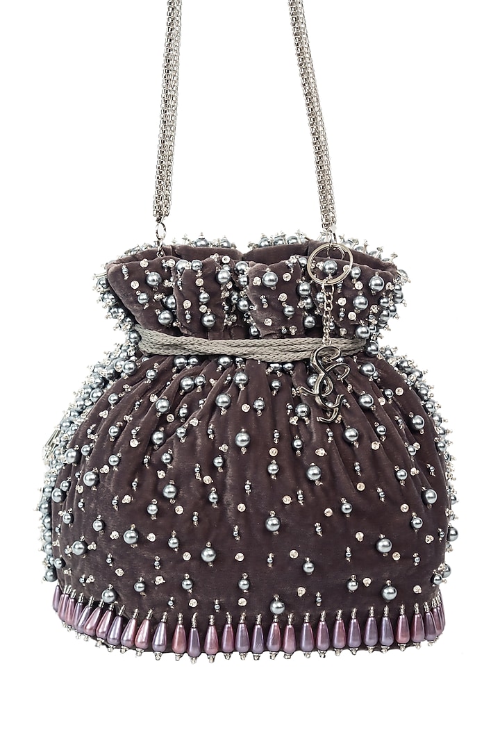 Silver Embroidered Potli by SG BY SONIA GULRAJANI at Pernia's Pop Up Shop