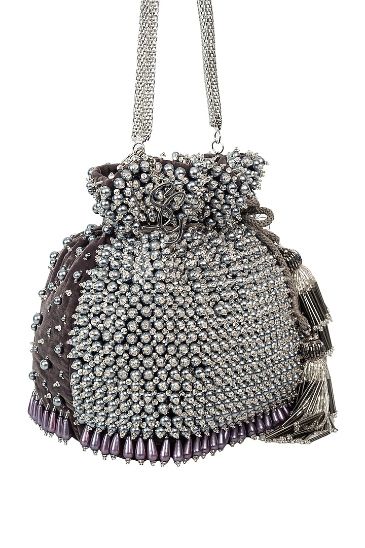 Silver Embroidered Potli by SG BY SONIA GULRAJANI at Pernia's Pop Up Shop