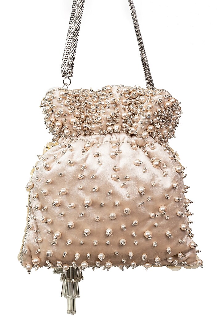 Cream Sequins Embroidered Potli by SG BY SONIA GULRAJANI at Pernia's Pop Up Shop