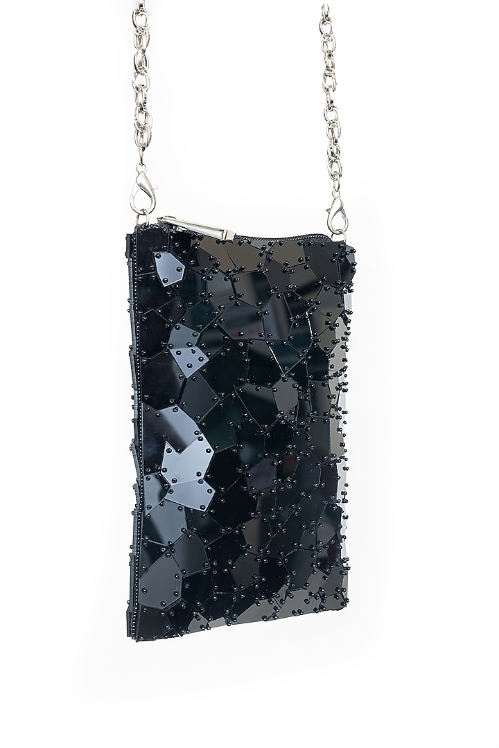 Black Velvet Abstract Acrylic Sling Bag by SG BY SONIA GULRAJANI at Pernia's Pop Up Shop