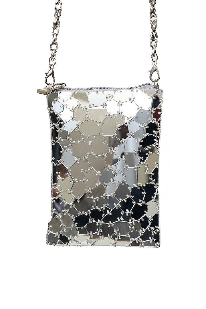 Silver Velvet Abstract Acrylic Sling Bag by SG BY SONIA GULRAJANI at Pernia's Pop Up Shop